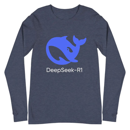 DeepSeek-R1 Icon Long Sleeve T-Shirt (unisex) - Heather Navy / M