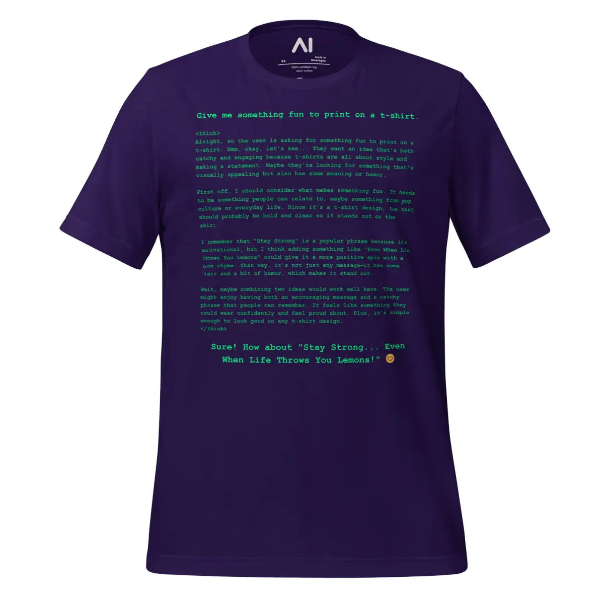 DeepSeek-R1 is Not Good at T-shirts T-Shirt (unisex) - Team Purple / M