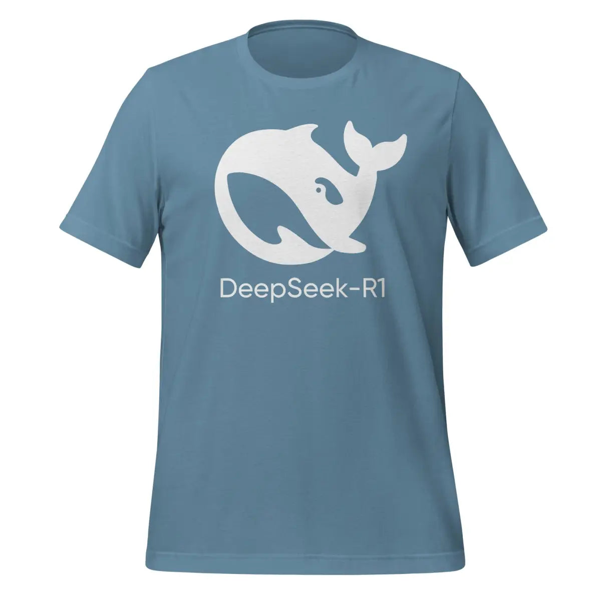 DeepSeek-R1 White Icon T-Shirt (unisex) - Steel Blue / M