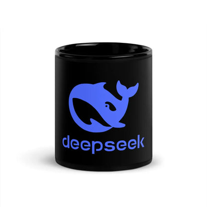 DeepSeek Stacked Logo Black Glossy Mug - 11 oz