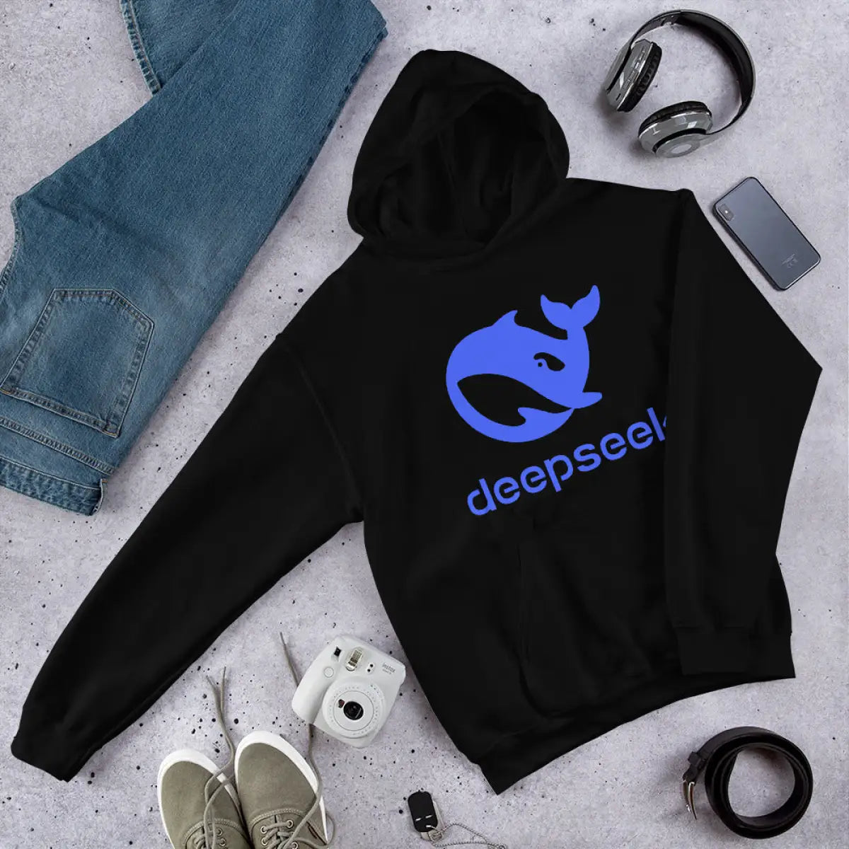 DeepSeek Stacked Logo Hoodie (unisex)