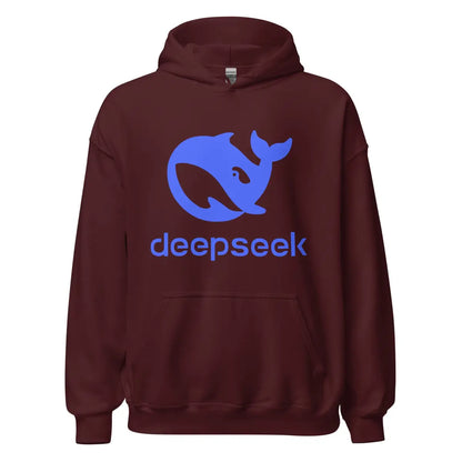 DeepSeek Stacked Logo Hoodie (unisex) - Maroon / M