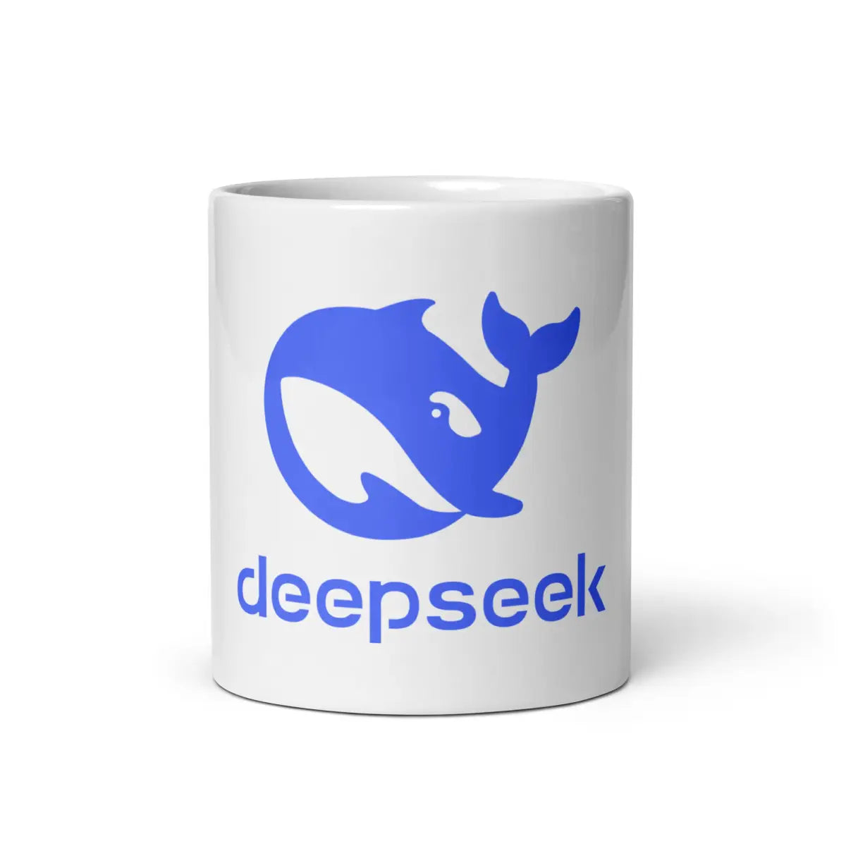 DeepSeek Stacked Logo White Glossy Mug - 11 oz