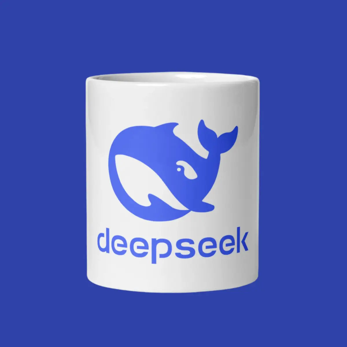 DeepSeek Stacked Logo White Glossy Mug