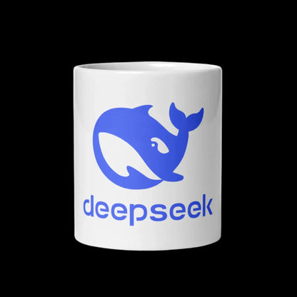 DeepSeek Stacked Logo White Glossy Mug