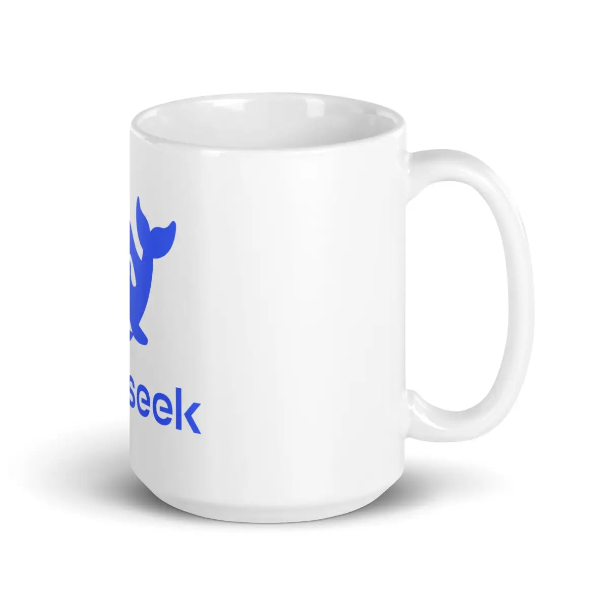 DeepSeek Stacked Logo White Glossy Mug