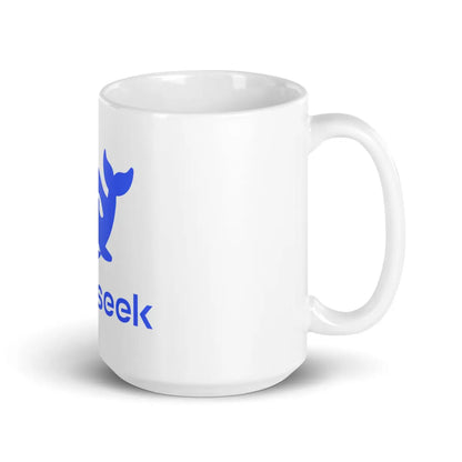 DeepSeek Stacked Logo White Glossy Mug