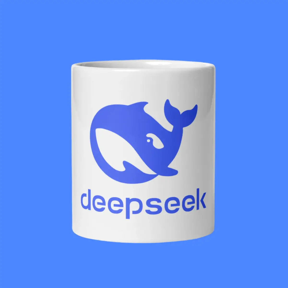 DeepSeek Stacked Logo White Glossy Mug