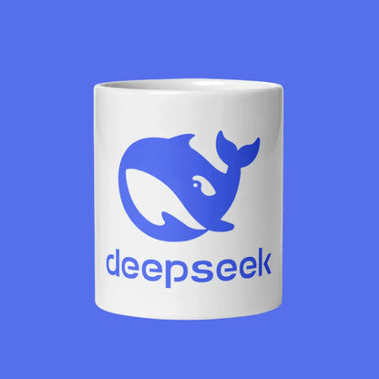 DeepSeek Stacked Logo White Glossy Mug