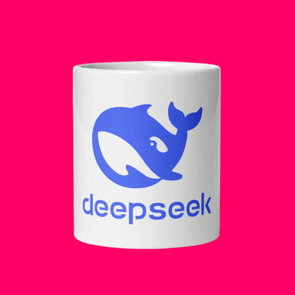 DeepSeek Stacked Logo White Glossy Mug