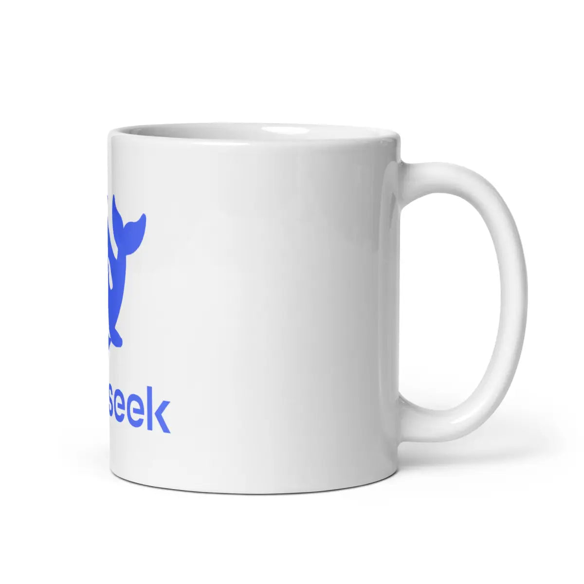 DeepSeek Stacked Logo White Glossy Mug