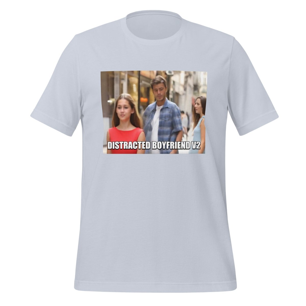 Distracted Boyfriend V2 Meme T - Shirt (unisex) - Light Blue - AI Store