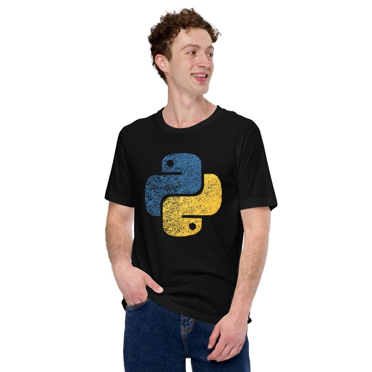 Distressed Python Icon T - Shirt (unisex) - Black - AI Store