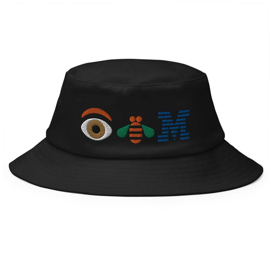 Eye Bee M Logo Embroidered Bucket Hat - Black - AI Store