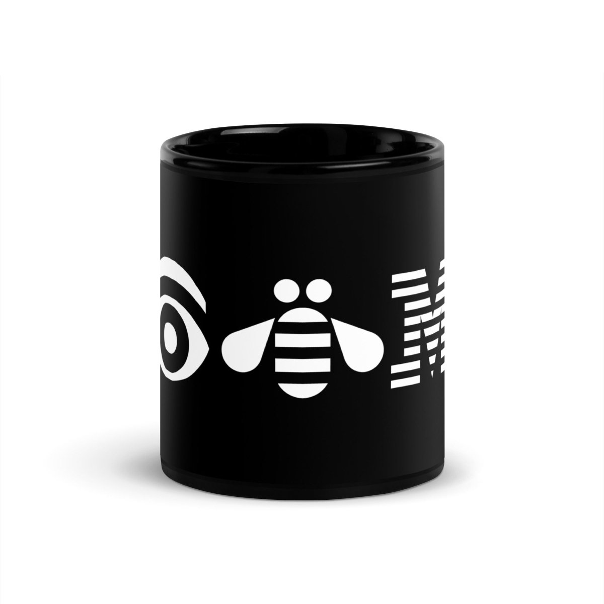 Eye Bee M White Logo on Black Glossy Mug - 11 oz - AI Store