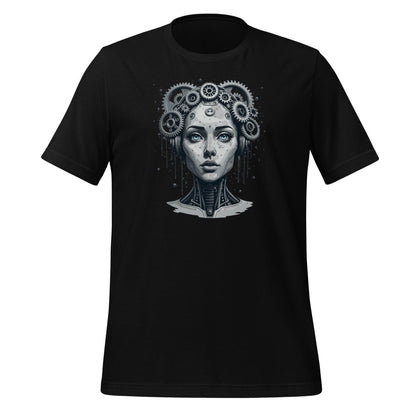 Female Gear Head Robot T-Shirt 2 (unisex) - Black - AI Store