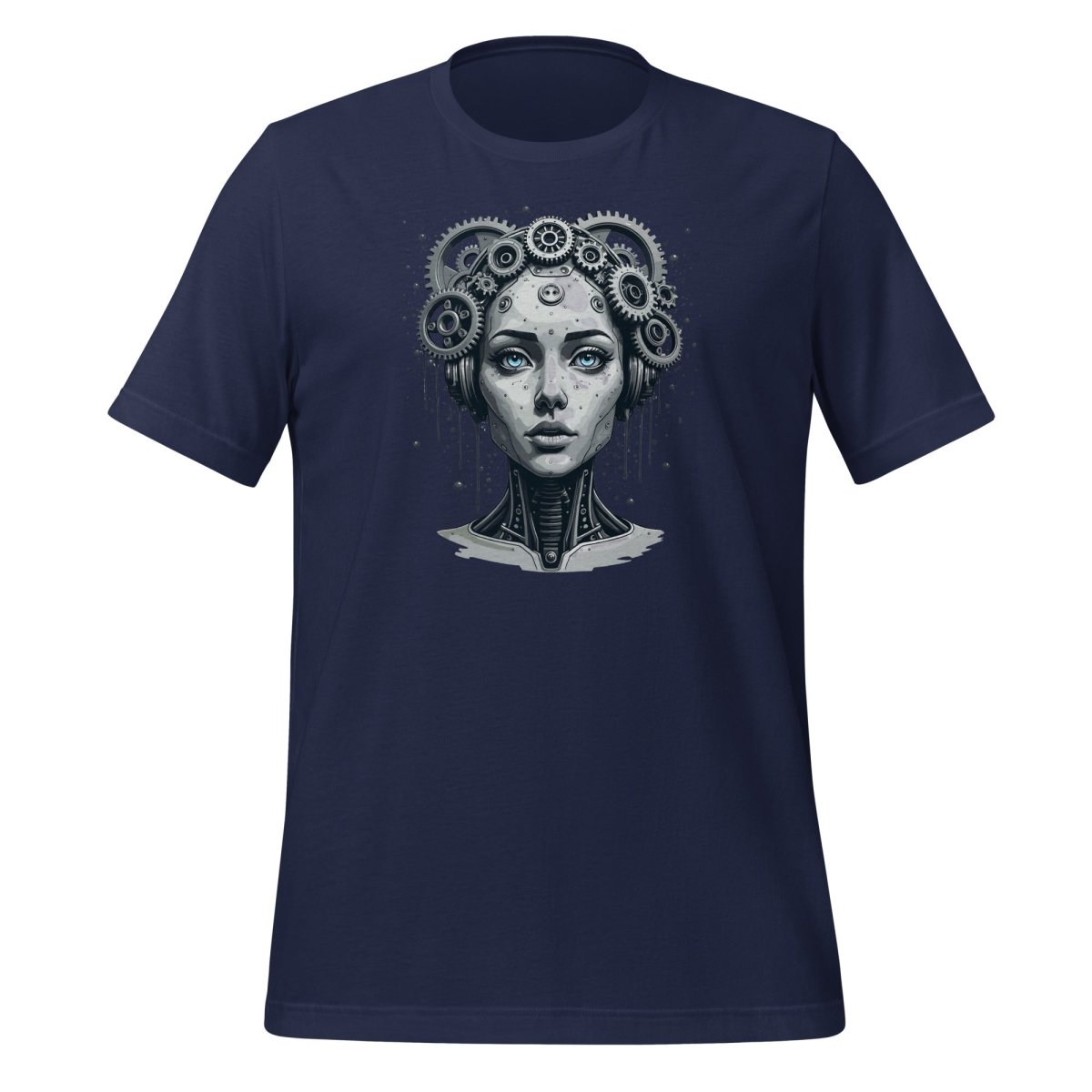 Female Gear Head Robot T-Shirt 2 (unisex) - Navy - AI Store