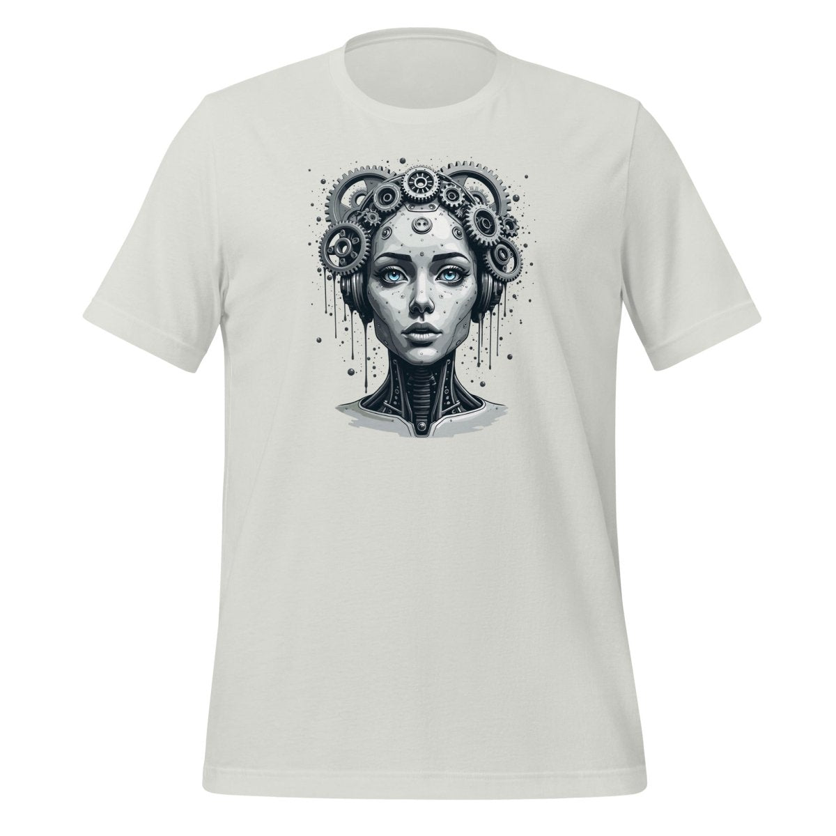 Female Gear Head Robot T-Shirt 2 (unisex) - Silver - AI Store