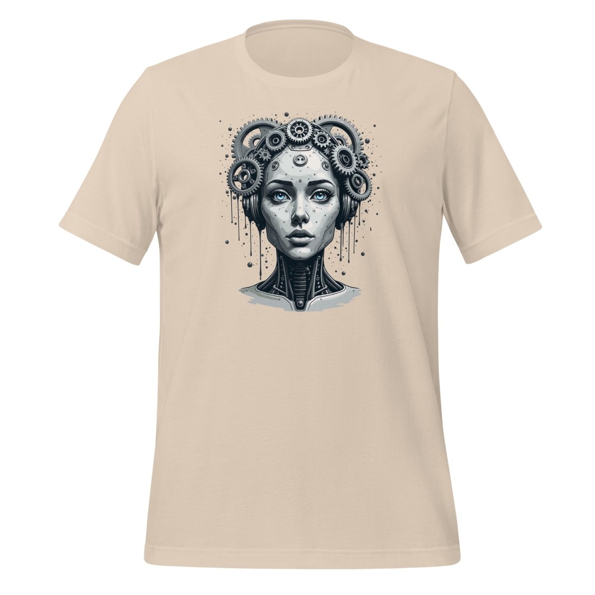 Female Gear Head Robot T-Shirt 2 (unisex) - Soft Cream - AI Store