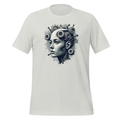 The Female Gear Head Robot T-shirt (unisex) Silver / m.