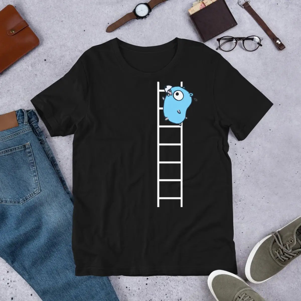 Go Gopher on Ladder T-Shirt (unisex)