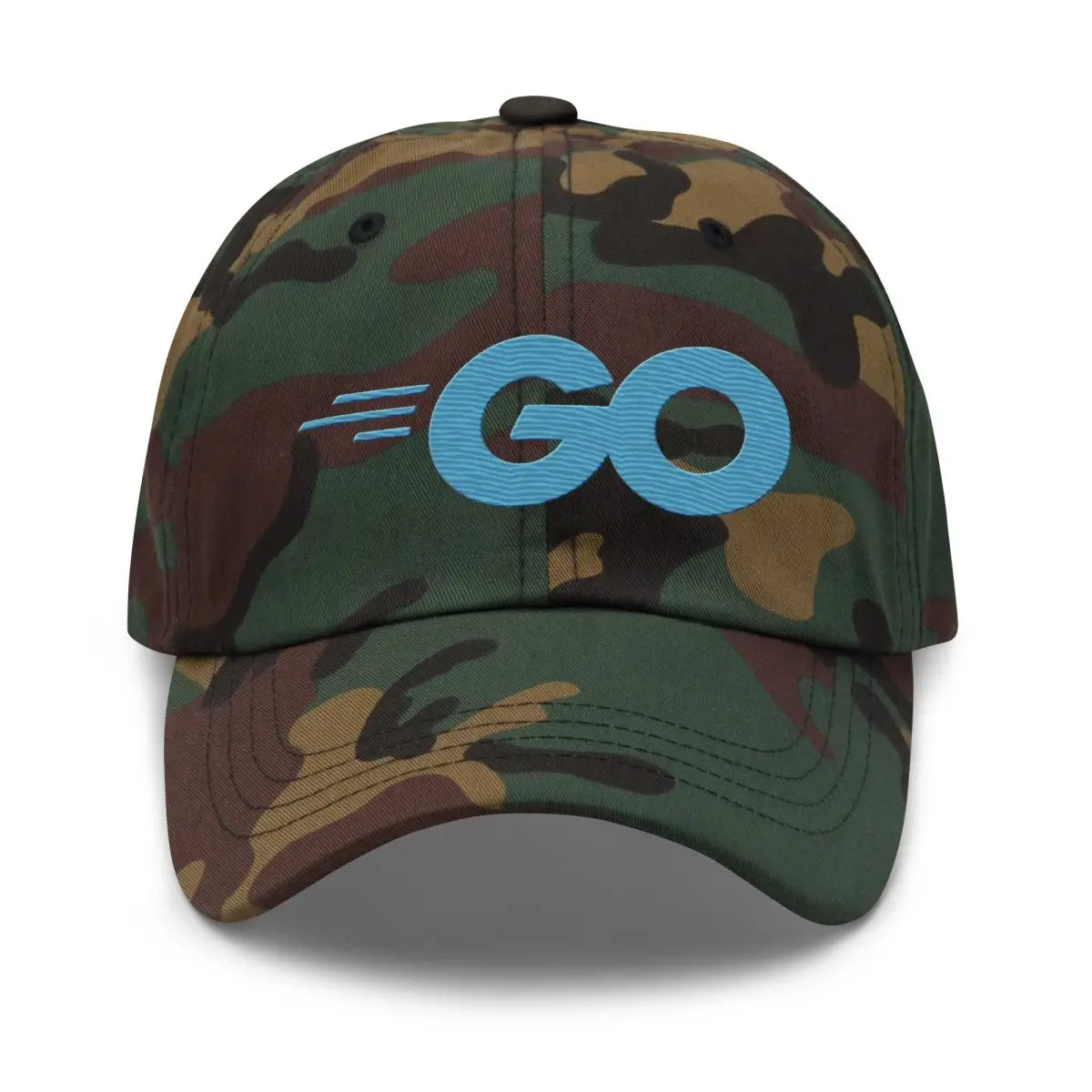 Go Language Logo True-Color Embroidered Cap - Green Camo