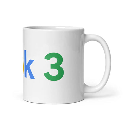 Grok 3 Search Logo White Glossy Mug - 11 oz