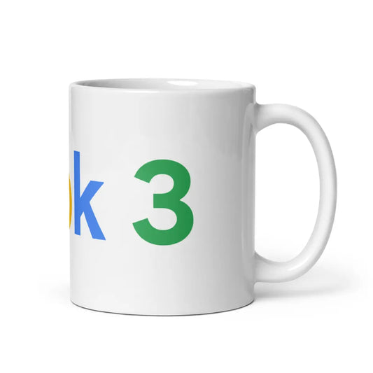 Grok 3 Search Logo White Glossy Mug - 11 oz