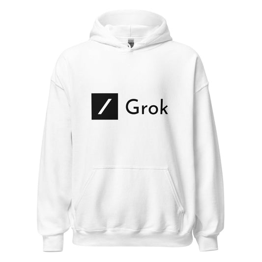 Grok Black Logo Hoodie (unisex) - White - AI Store