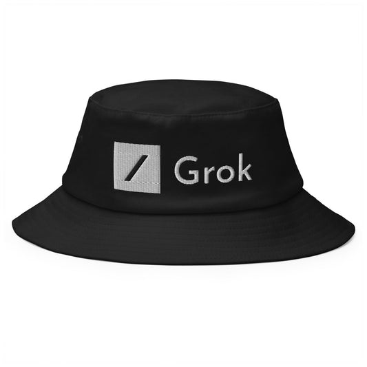 Grok Logo Embroidered Bucket Hat - Black - AI Store