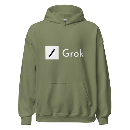 Grok Logo Hoodie (unisex) - Military Green - AI Store