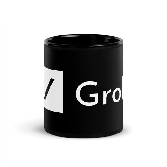 Grok Logo on Black Glossy Mug - 11 oz - AI Store