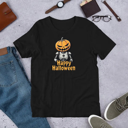 Happy Halloween Robot with Pumpkin Head T-Shirt 2 (unisex) 🎃