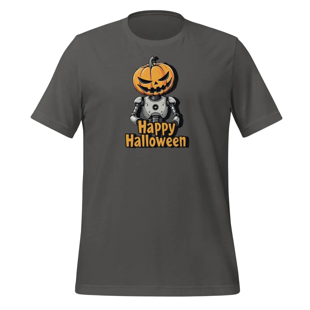 Happy Halloween Robot with Pumpkin Head T-Shirt 2 (unisex) 🎃 - Asphalt / M