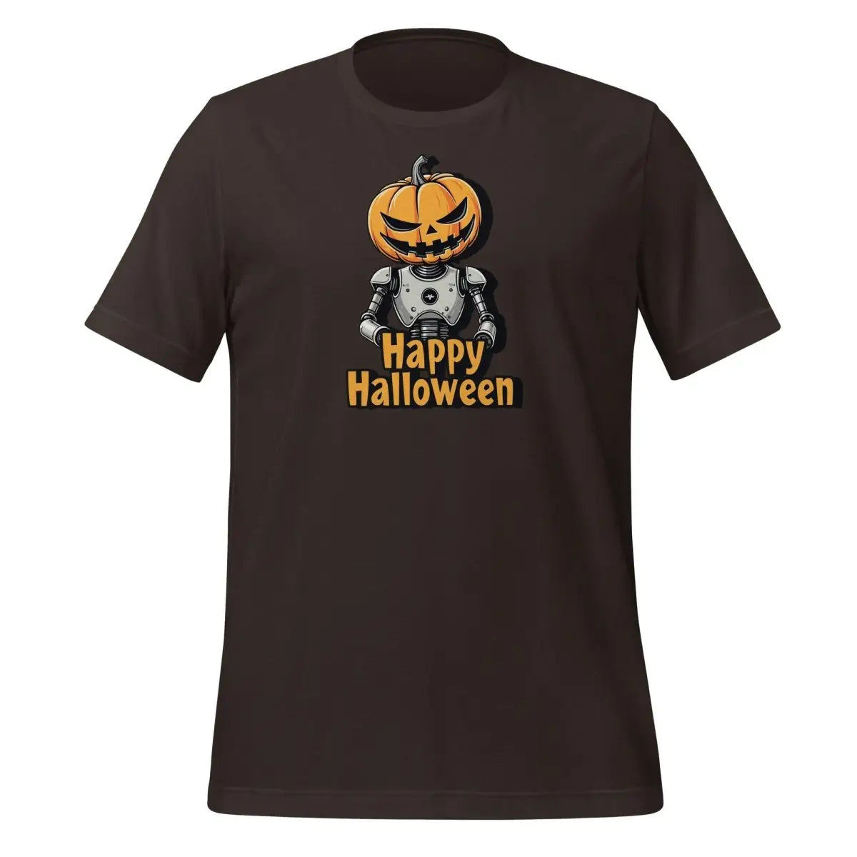 Happy Halloween Robot with Pumpkin Head T-Shirt 2 (unisex) 🎃 - Brown / M