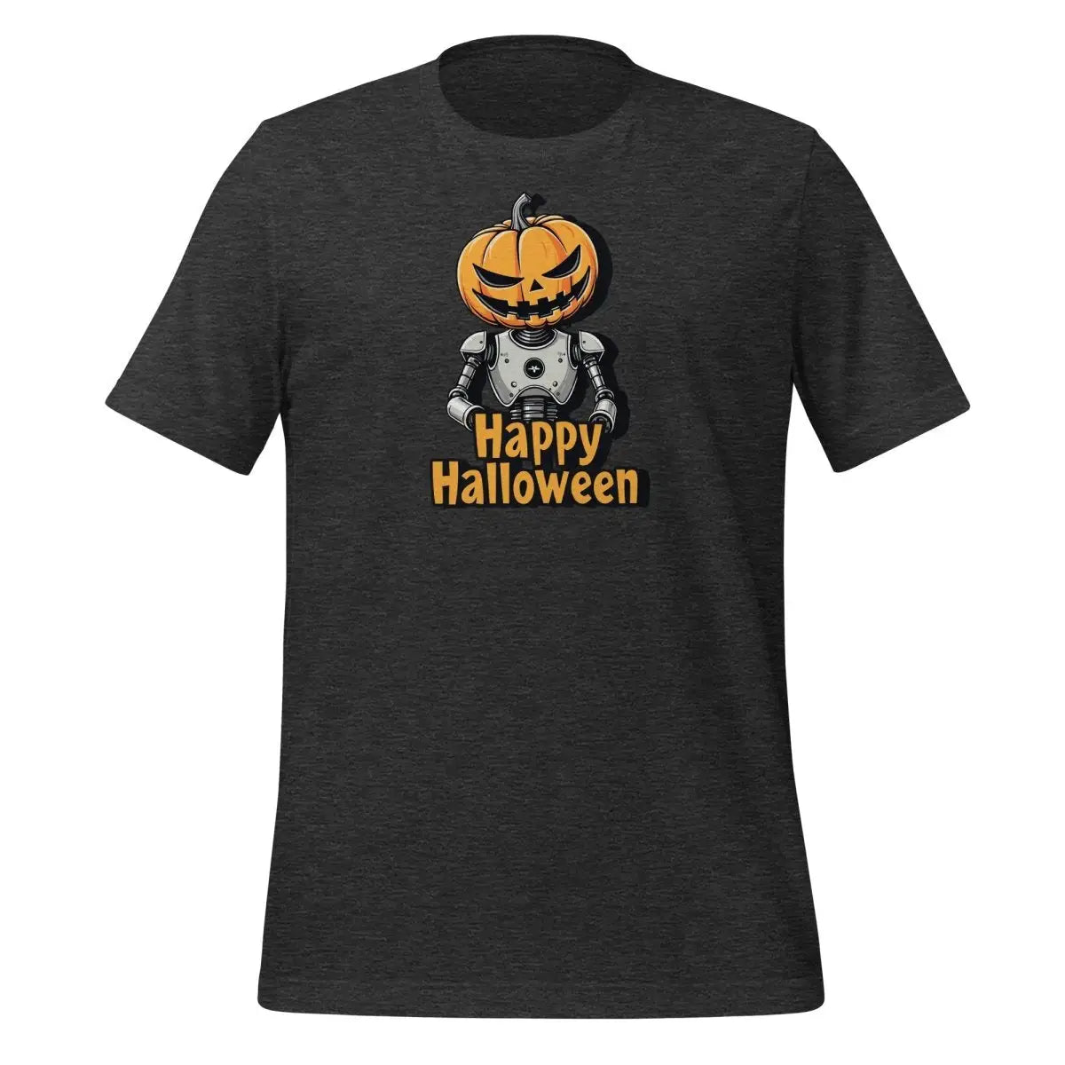 Happy Halloween Robot with Pumpkin Head T-Shirt 2 (unisex) 🎃 - Dark Grey Heather / M