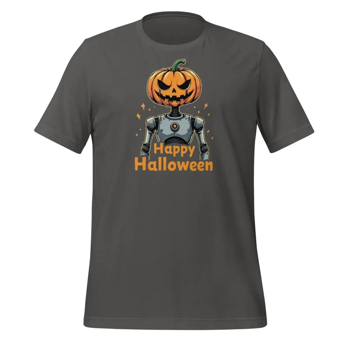 Happy Halloween Robot with Pumpkin Head T-Shirt 3 (unisex) 🎃 - Asphalt / M