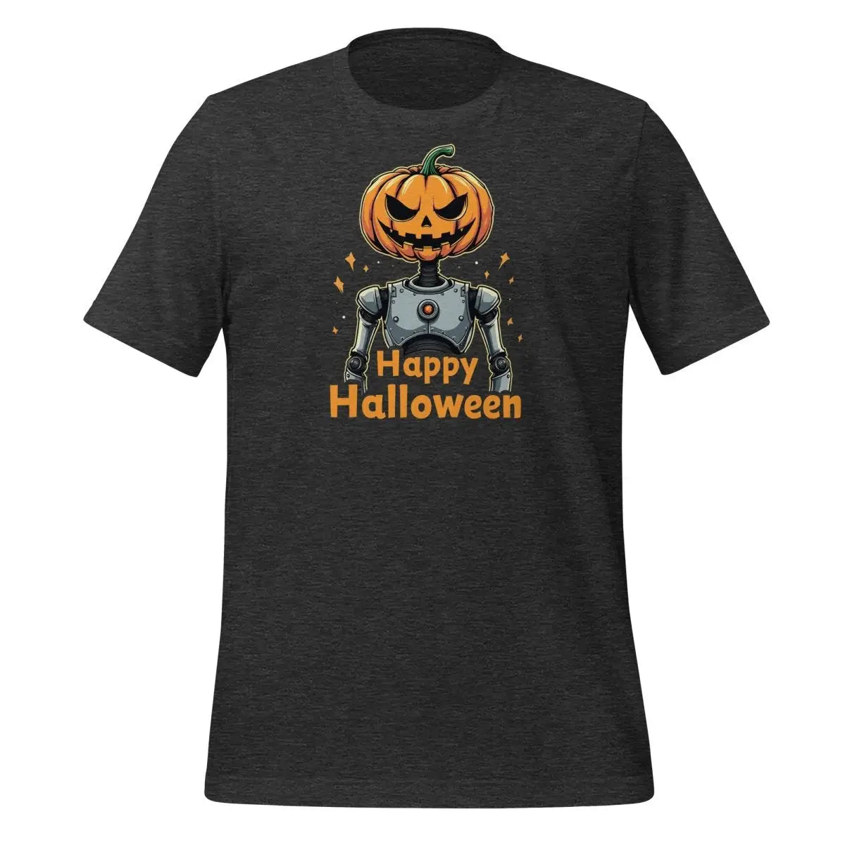 Happy Halloween Robot with Pumpkin Head T-Shirt 3 (unisex) 🎃 - Dark Grey Heather / M