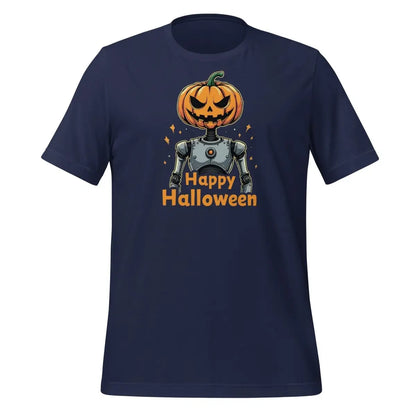 Happy Halloween Robot with Pumpkin Head T-Shirt 3 (unisex) 🎃 - Navy / M