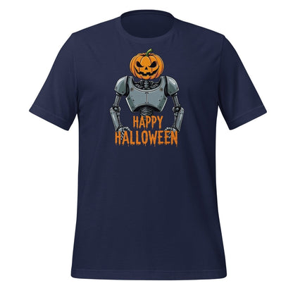 Happy Halloween Robot with Pumpkin Head T-Shirt (unisex) 🎃 - Navy - AI Store