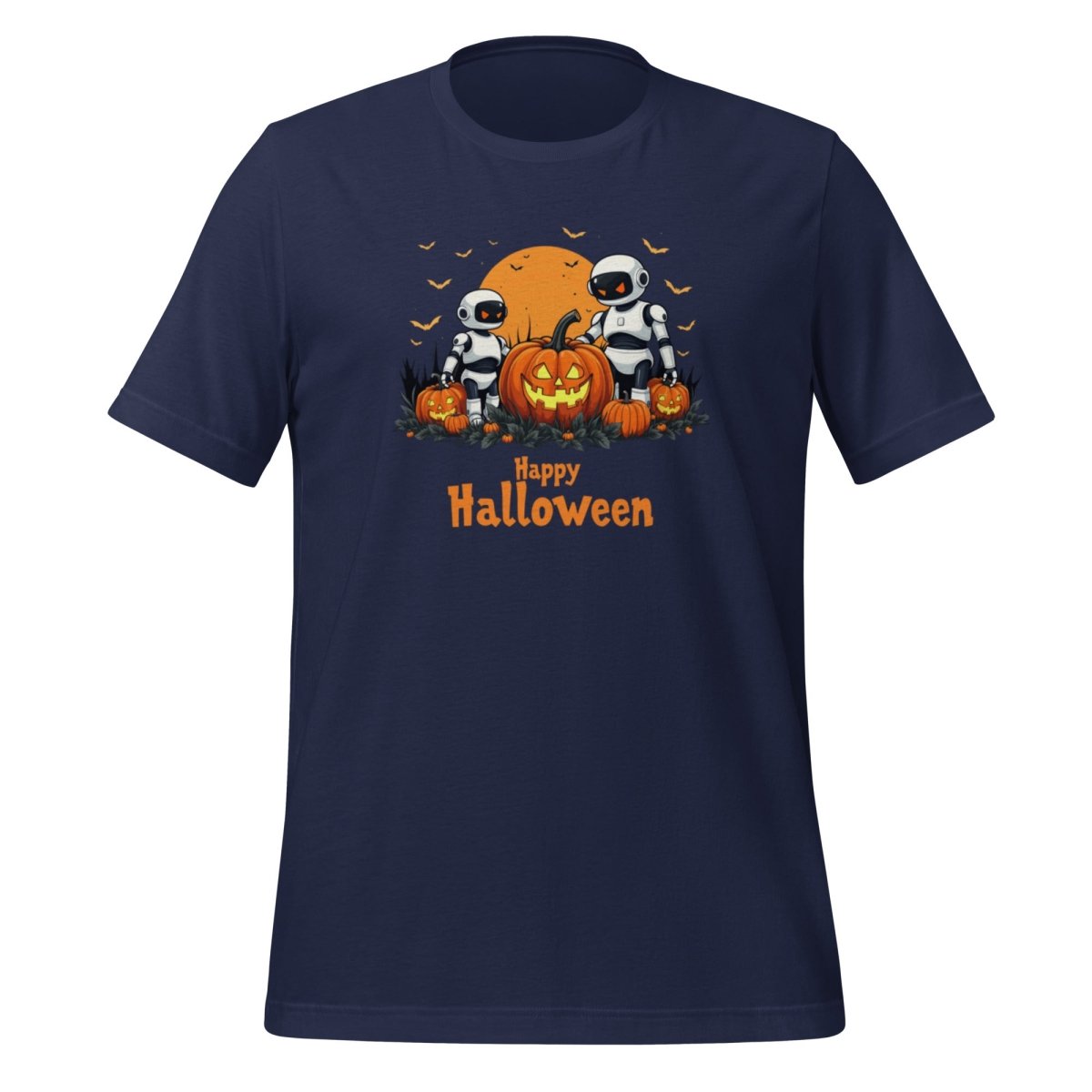 Happy Halloween Robots T-Shirt 3 (unisex) 🎃 - Navy - AI Store