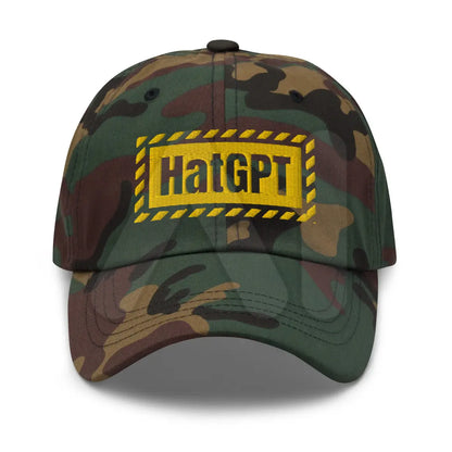 HatGPT Warning Embroidered Cap - Green Camo