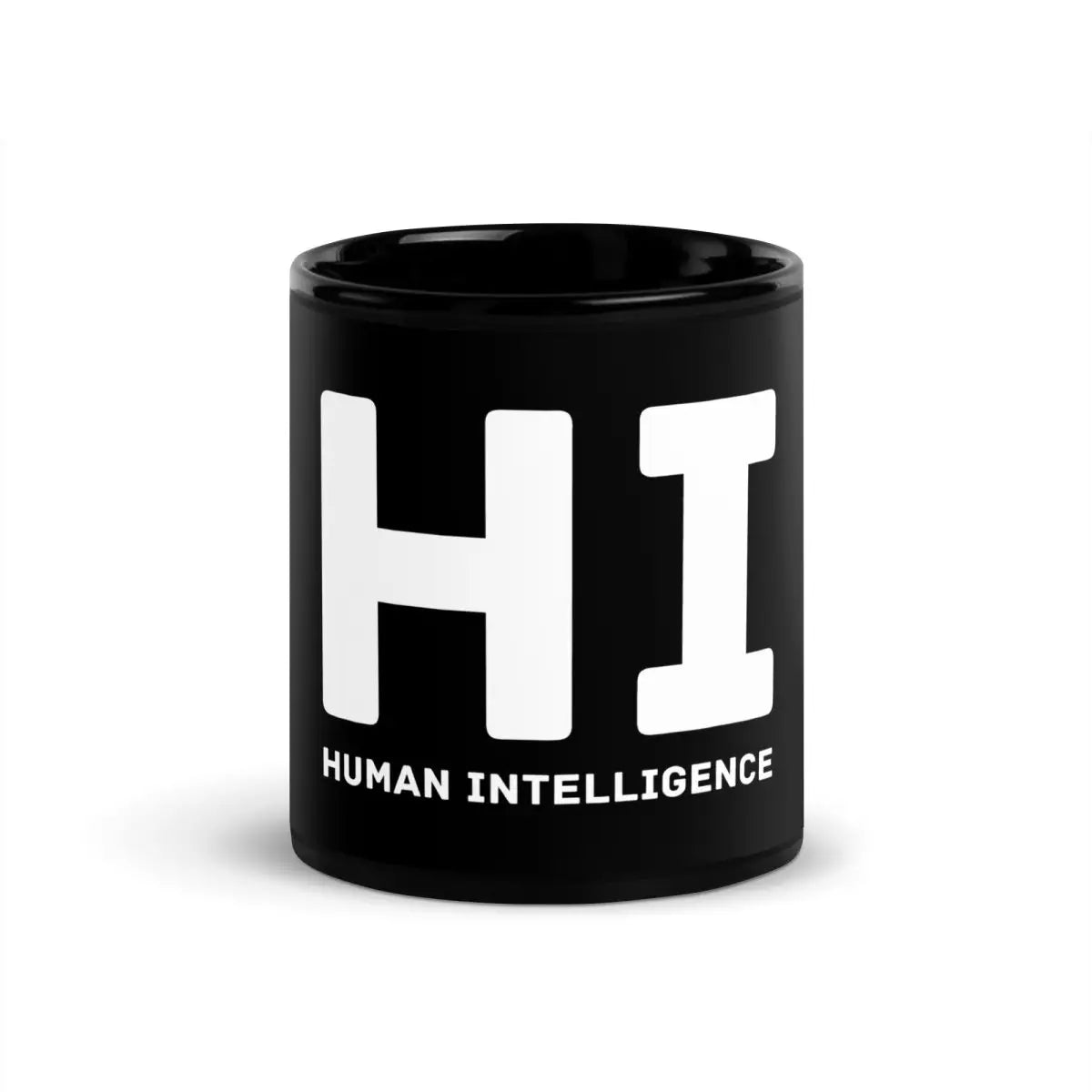 The Hi Human Intelligence Black Glossy Mug 11 Oz.