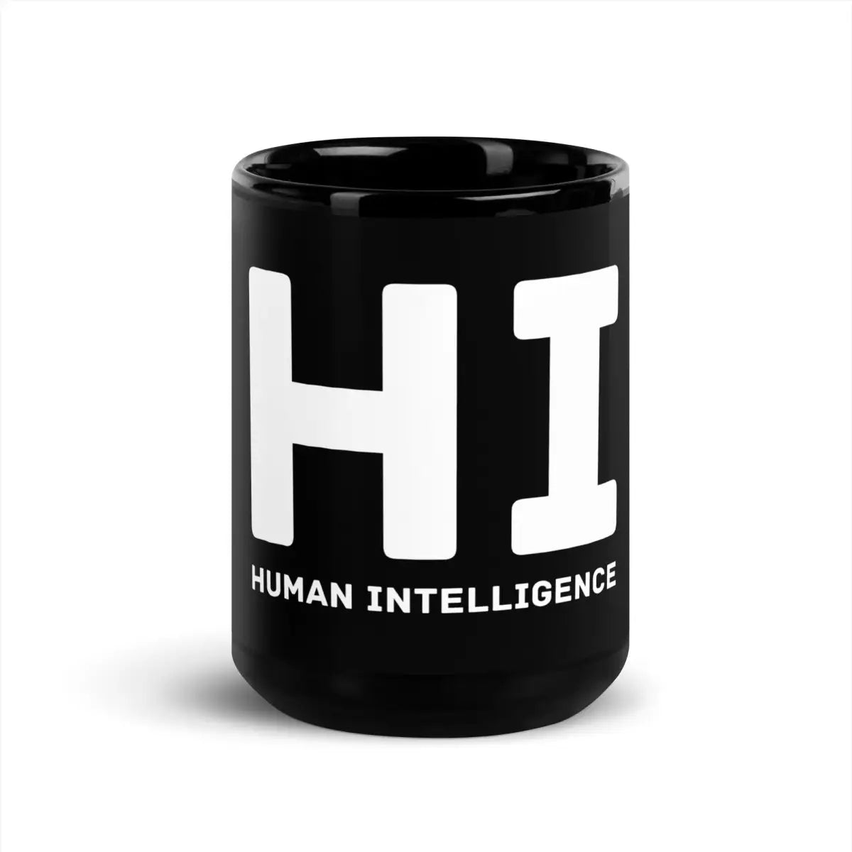 The Hi Human Intelligence Black Glossy Mug 15 Oz.