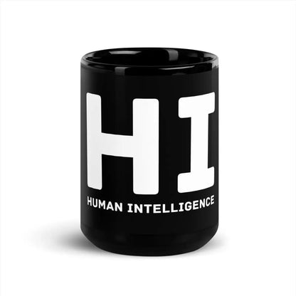 The Hi Human Intelligence Black Glossy Mug 15 Oz.