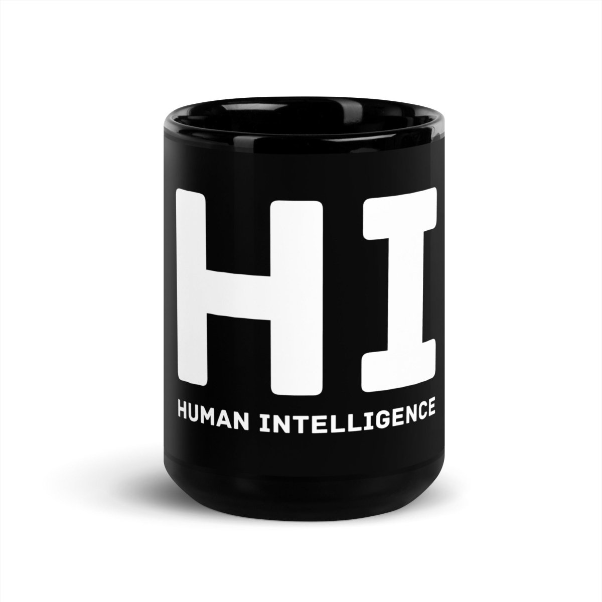 HI Human Intelligence Black Glossy Mug - 15 oz - AI Store