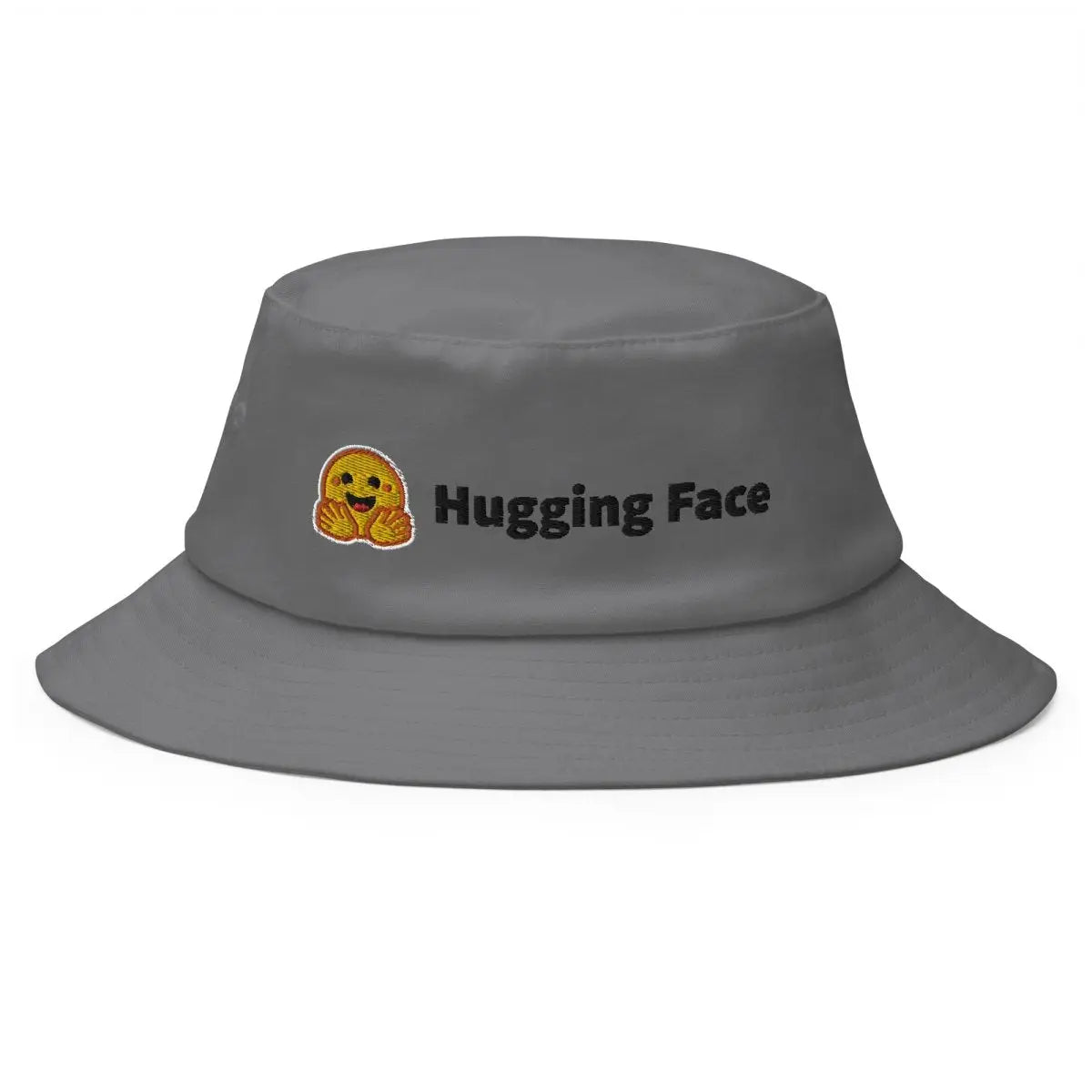 Hugging Face Black Logo Embroidered Bucket Hat - Grey