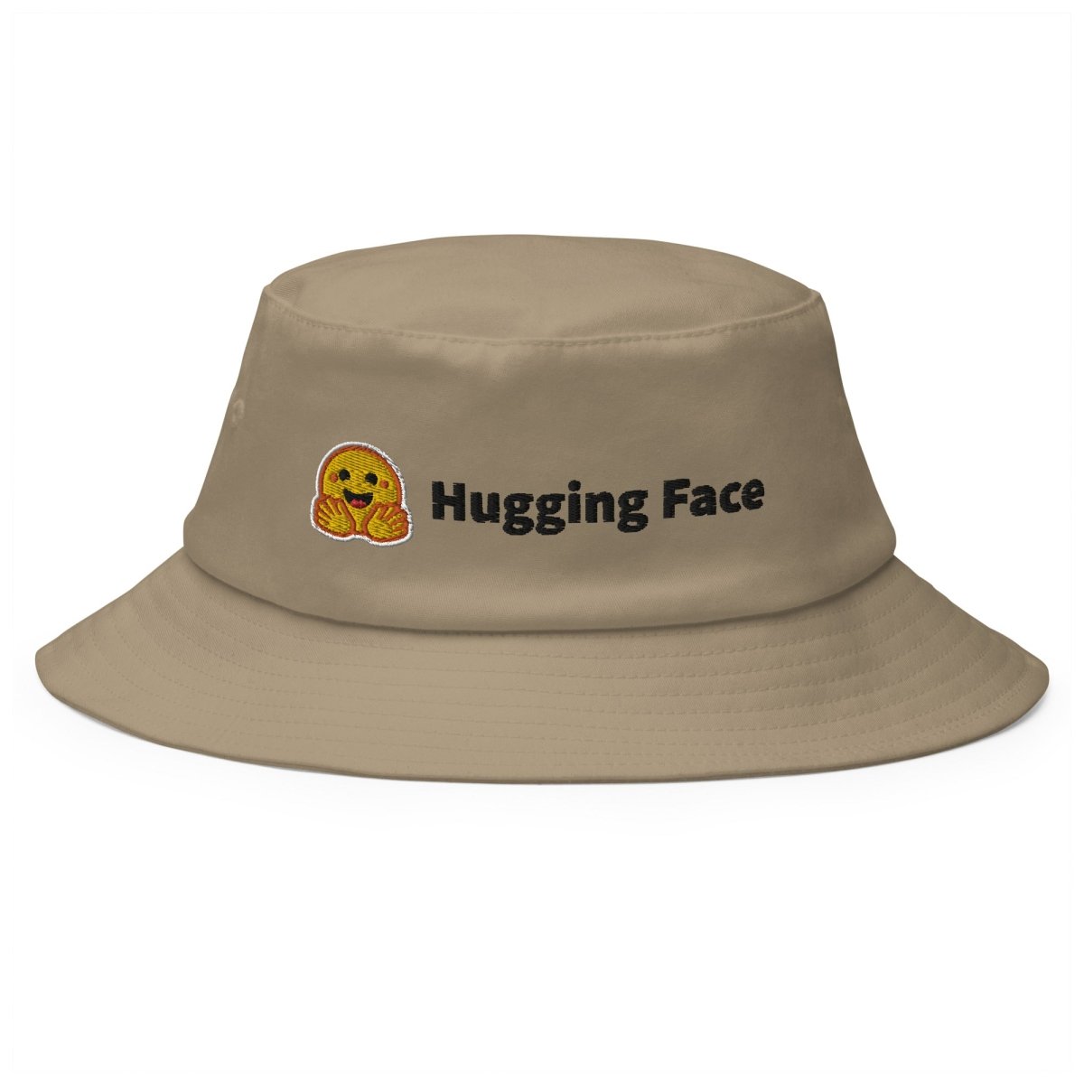 Hugging Face Black Logo Embroidered Bucket Hat - Khaki - AI Store