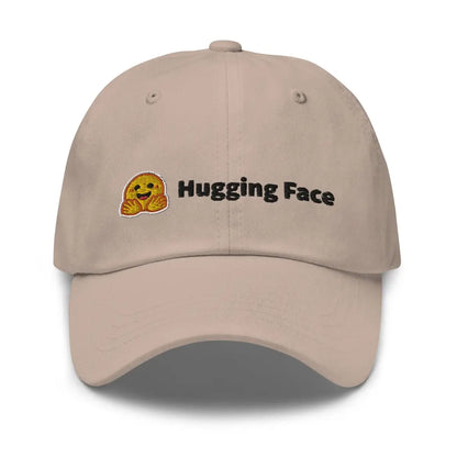 Hugging Face Black Logo Embroidered Cap - Stone