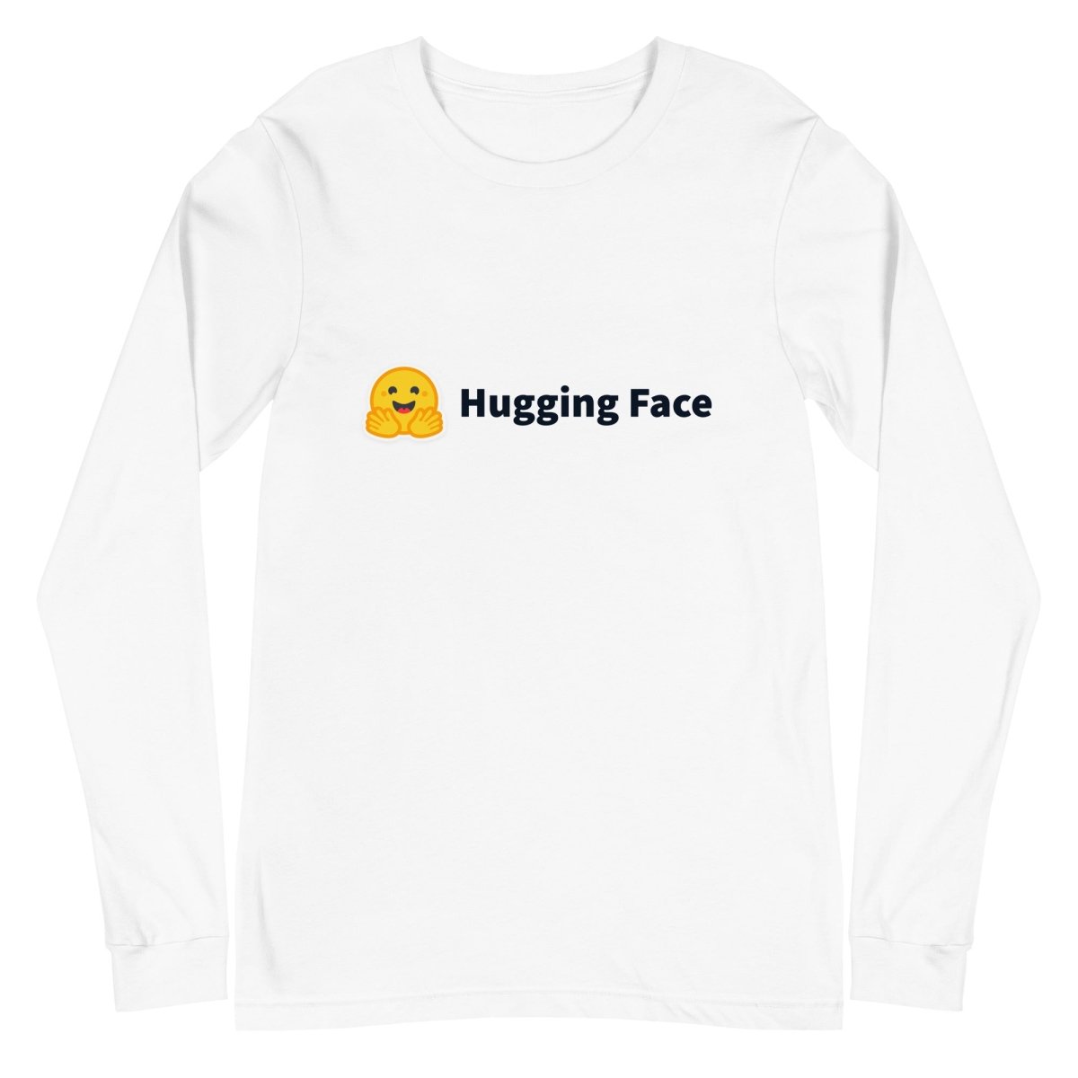 Hugging Face Black Logo Long Sleeve T - Shirt (unisex) - White - AI Store
